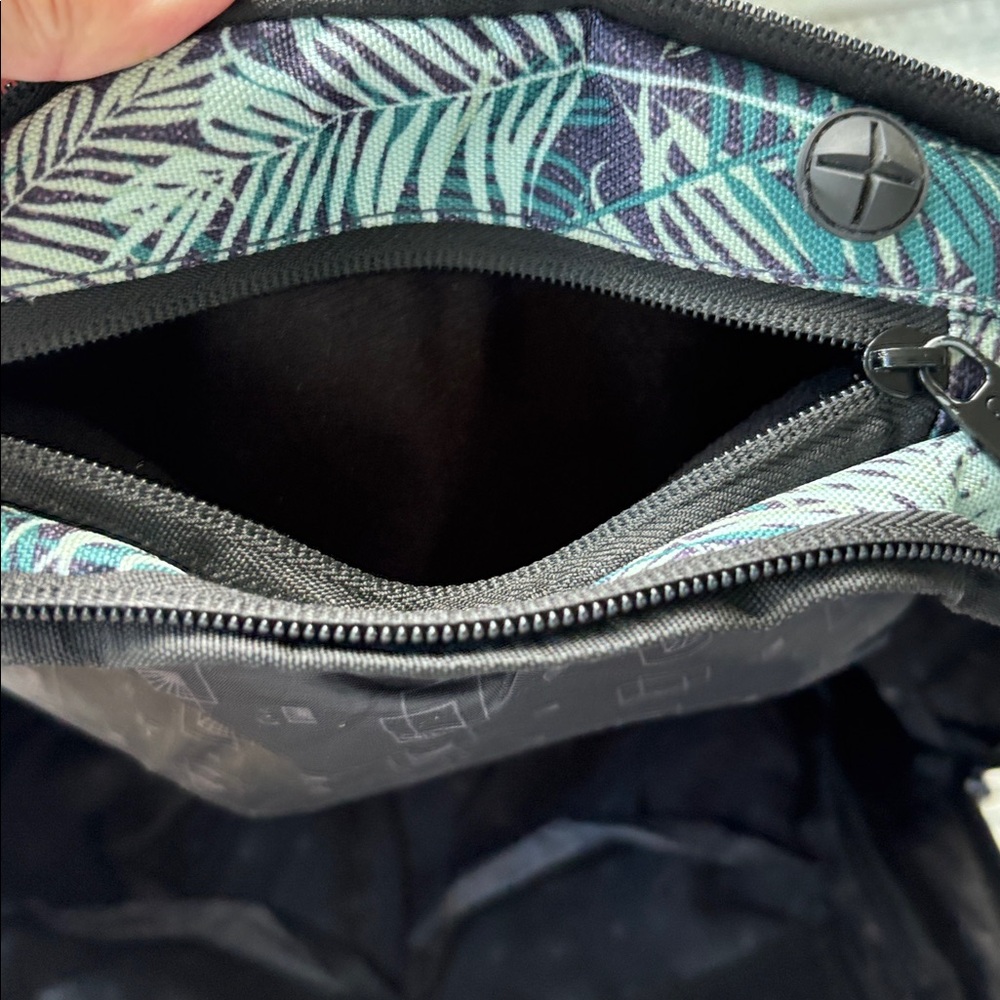 Calpak Leaf Pattern Backpack in Teal and Navy - Picture 10 of 10